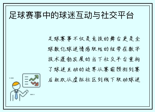 足球赛事中的球迷互动与社交平台
